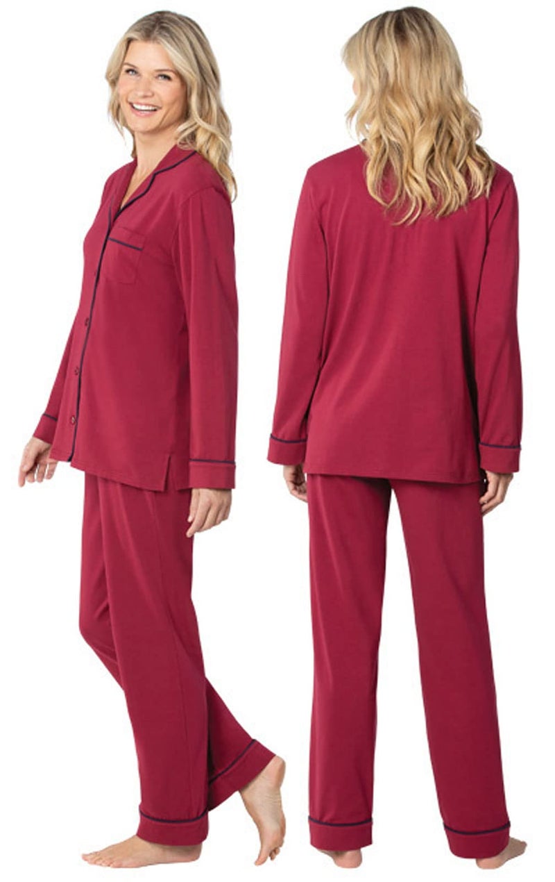 PajamaGram Womens Sleepwear Cotton Jersey - Pajama for Women, Cabernet, M 8-10 - Image 2